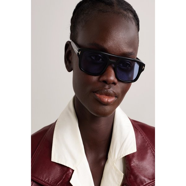 아이콘 에비에이터 스타일 아세테이트 선글라스 블랙 46376663163051472