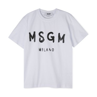 MSGM 여성 브러쉬드 로고 화이트 반팔티 2000MDM510 200002 01