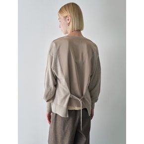 Woven Patch belted cardigan (BE)