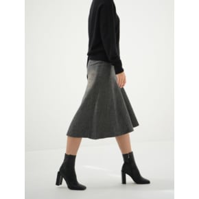 Herringbone Flared Skirt_Black