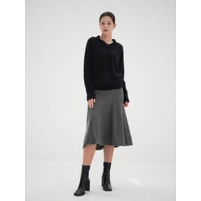 Herringbone Flared Skirt_Black