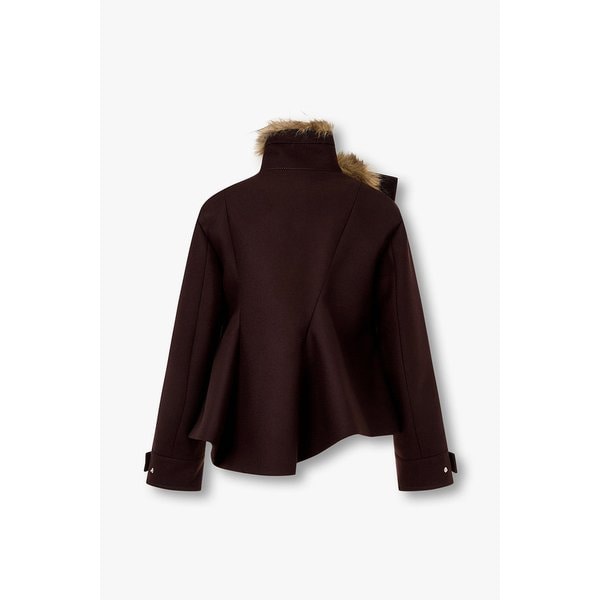 여성 퍼 하이넥 울 멜턴 블루종 (체리브라운) 6415301131000