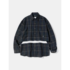 Detachable Crease Check Shirt S167 Faded Navy