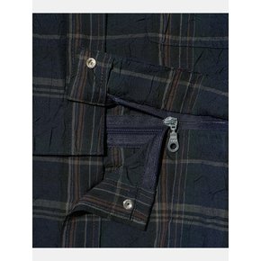 Detachable Crease Check Shirt S167 Faded Navy