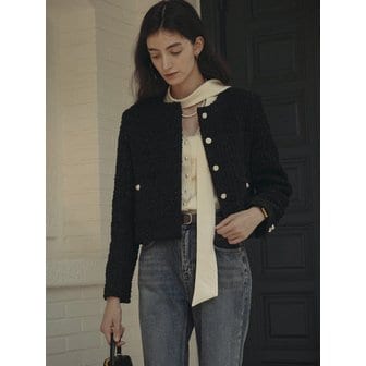 틸아이다이 Single breasted nana tweed jacket_Black