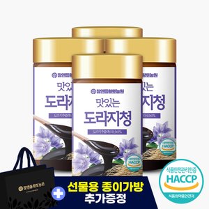 참앤들황토농원 맛있는 도라지청 250g 4병 + 선물용 종이가방