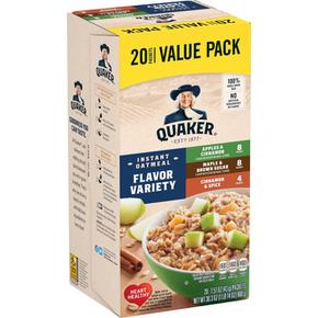 [해외직구] Quaker 퀘이커 인스턴트 오트밀 버라이어티 밸류 팩 43g 20입