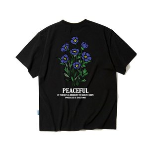 트립션 BLUE FLOWER BUNDLE GRAPHIC 티셔츠 - 블랙