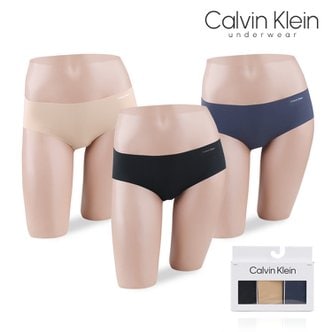 Calvin Klein [캘빈클라인 언더웨어] 여자속옷 노라인 힙스터 삼각팬티 QD3559 블랙.베어.네이비 3장세트