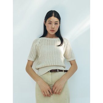 모한 TFR ROUND NECK NETTED KNIT TOP_3COLORS