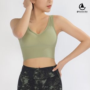 딥브이넥 크롭브라탑 골지캡나시 필라테스복