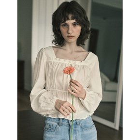 Square neck shirring blouse_Cream(O25-BL01)
