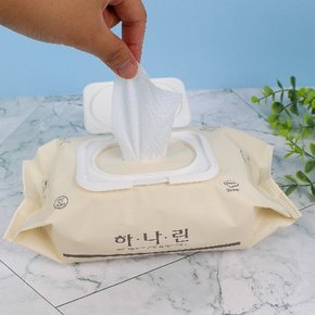 도톰한 고급 하나린 물티슈 80매 캡형 / 아기 안전한 일회용 티슈