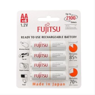 제이큐 건전지 FUJITSU 충전지 AA 1900mA 4