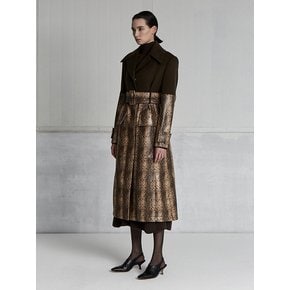 CONTRAST PANEL COAT (BROWN)