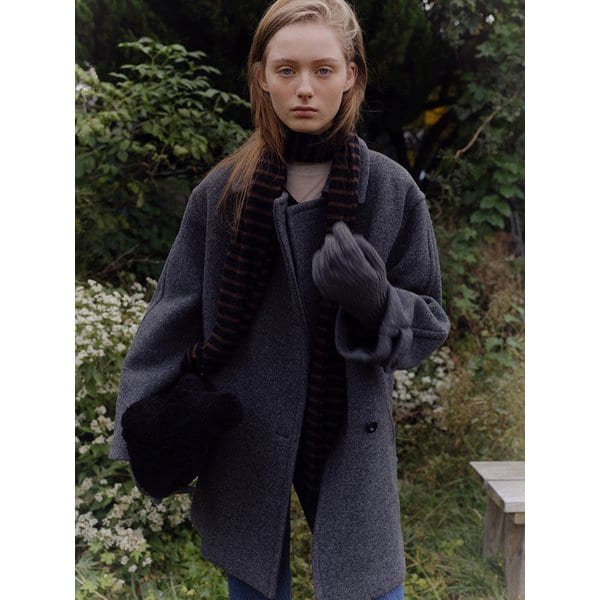 shetland wool overfit peacoat [Shetland wool] (melange grey)