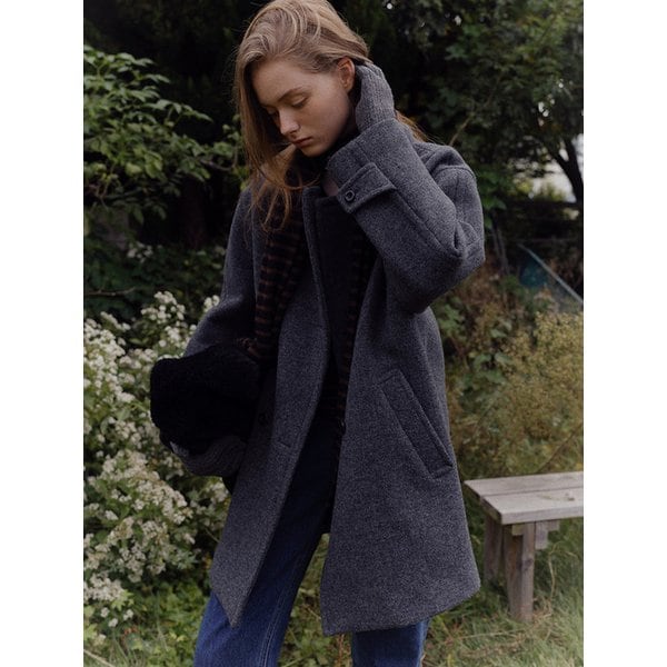 shetland wool overfit peacoat [Shetland wool] (melange grey)