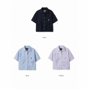 여성 스티브 씨어서커 크롭 반팔 셔츠   Steve Seersucker Crop Shirts Set up  .._P359581033