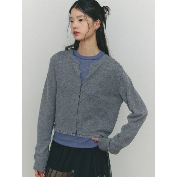 FRILLY WOOL CARDIGAN(GR)