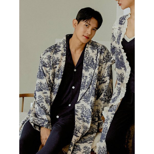 남성 로코코 선염코튼 로브가운 잠옷
