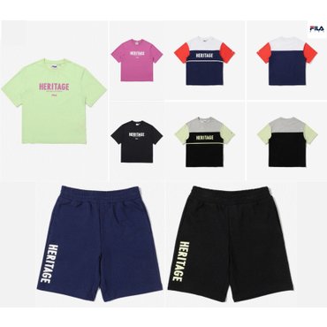 휠라키즈 [50%할인] 헤리티지 컬러반팔 배색반팔 5부반바지 3종(FK2FPE2111X_FK2RSE2111X_FK2RSE2113X)