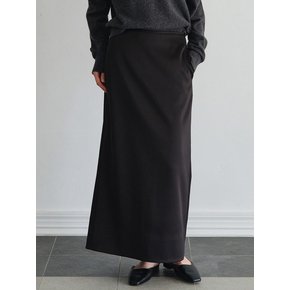 Double Face Satin Straight Skirt_Black