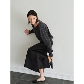 Double Face Satin Straight Skirt_Black