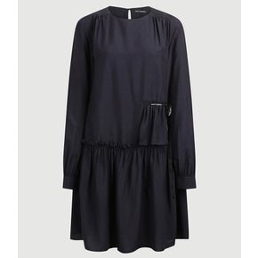 Ruffled Detail Round Neck Dress (dark navy)  LFDAW25220NYD