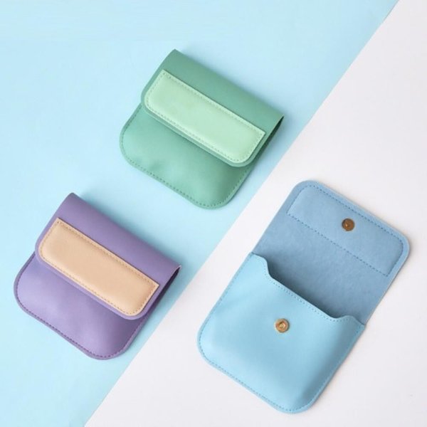 [옷자락] 여자 심플 캔디 컬러 퍼플 그린 블루 카드지갑