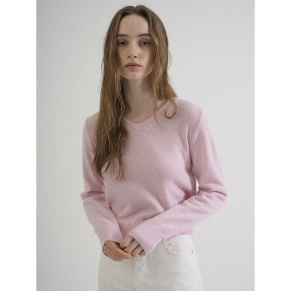 Cashmere V-neck Knit (Pink)
