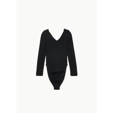 CFCL 24FW rib long sleeve body suit, black