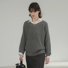 / [WTOP23035] Italy caligaris V_neck knit / ver.gray