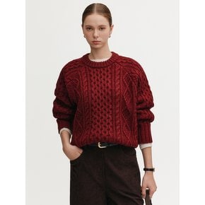 제이드 울 케이블 스웨터_버건디 / JADE WOOL CABLE SWEATER_BURGUNDY