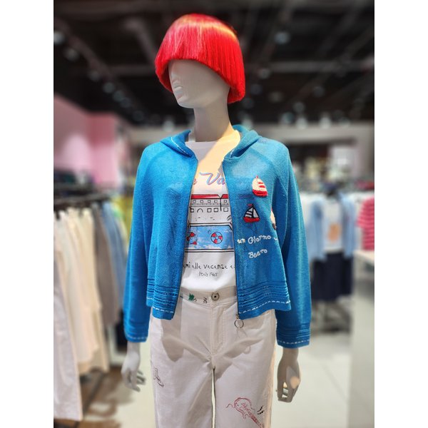 [부산점] 돛단배 크롭 후드 집업 가디건 BAKC58531BL