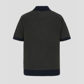 25SS[BC5351C32H][빈폴솔솔니트] 투톤 텍스처 칼라넥 니트 - 카키