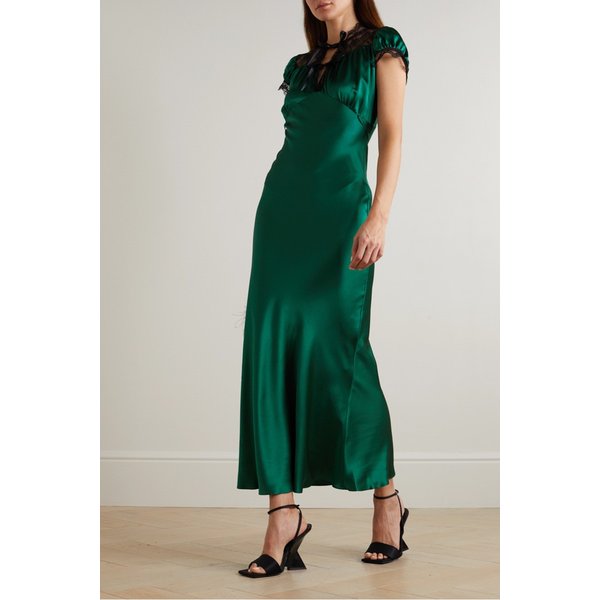 로다테 Lace-trimmed Silk-satin Dress 그린 1647597290196081