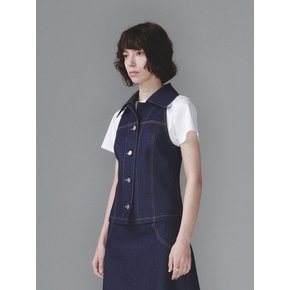 HALTER NECK DENIM VEST (DARK NAVY)