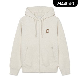 MLB [코리아공식] 베이직 스몰로고 양면지 후드 집업 CLE (Oatmeal)