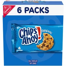 [해외직구] CHIPS AHOY 오리지널 초콜릿 칩 쿠키 총 스낵 팩 6개 팩당 쿠키 4개