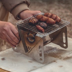 1-2인용 숯불 미니 화로대 접이식 캠핑 석쇠그릴