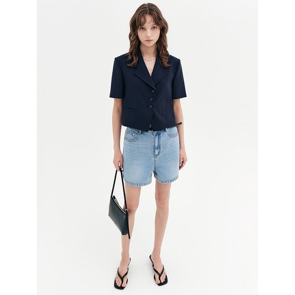 로아 린넨 크롭 자켓_네이비 / ROA LINEN CROP JACKET_NAVY