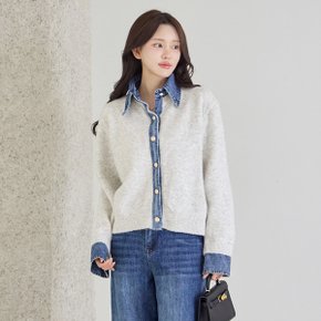 데님셔츠 배색 금장 가디건_M2510CD039C