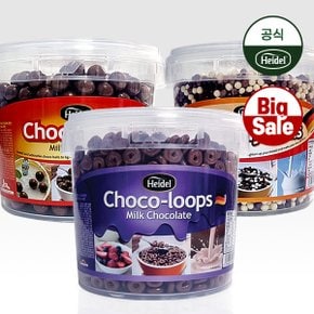 하이델 초코씨리얼 버라이어티팩 세트 1750g : 초코룹스650g 초코볼580g 미니크런치볼530g 3가지