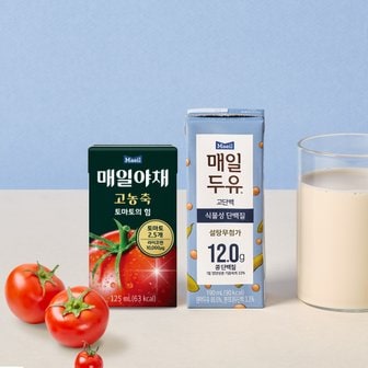 매일 [고함량음료] 매일두유 고단백 190ml 24입+ 매일야채 고농축 토마토의 힘 125ml 24입