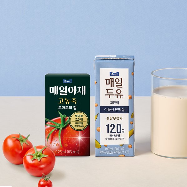 [고함량음료] 매일두유 고단백 190ml 24입+ 매일야채 고농축 토마토의 힘 125ml 24입