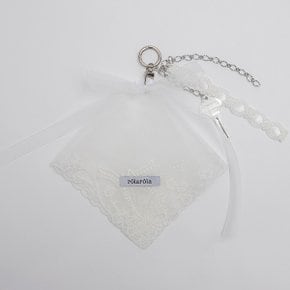 RIBBON LACE SCARF KEYRING WHITE