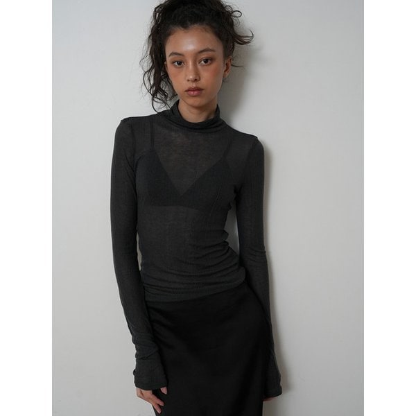CHARCOAL SHEER TURTLENECK