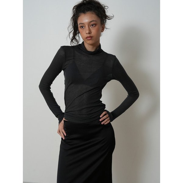 CHARCOAL SHEER TURTLENECK
