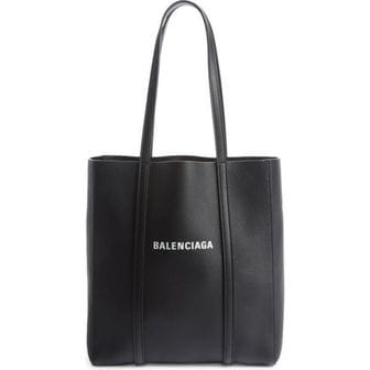 발렌시아가 우먼 Balenciaga 엑스트라 스몰 에브리데이 로고 카프스킨 토트백 블랙/ L 화이트 7219019