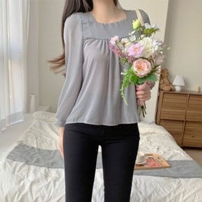 여성 쉬폰 긴팔 스퀘어넥 블라우스 봄가을 데이트룩